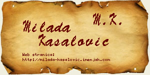 Milada Kasalović vizit kartica